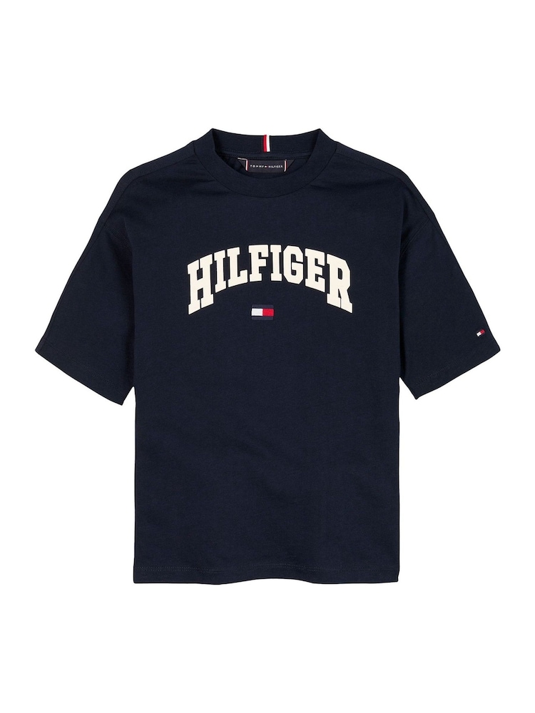 Tommy Hilfiger Blue Varsity Short Sleeve 100% Cotton T-Shirt - Image 4 of 5