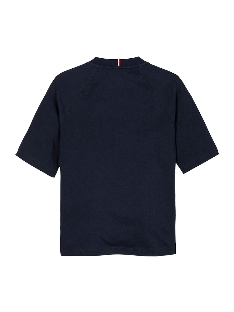Tommy Hilfiger Blue Varsity Short Sleeve 100% Cotton T-Shirt - Image 5 of 5 Tommy Hilfiger Blue Varsity Short Sleeve 100% Cotton T-Shirt - Image 5 of 5