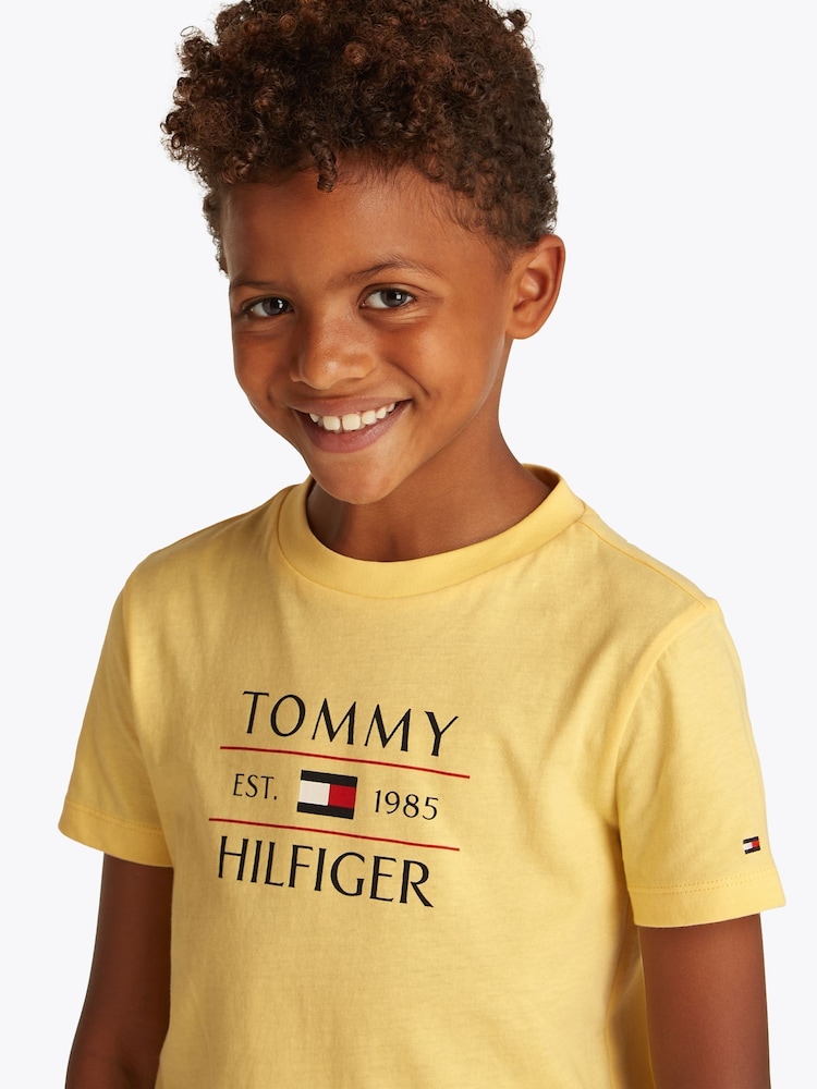 Tommy Hilfiger Yellow Regular Fit Short Sleeve 100% Cotton T-Shirt - Image 3 of 5