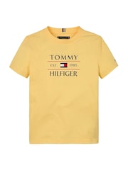 Tommy Hilfiger Yellow Regular Fit Short Sleeve 100% Cotton T-Shirt - Image 4 of 5