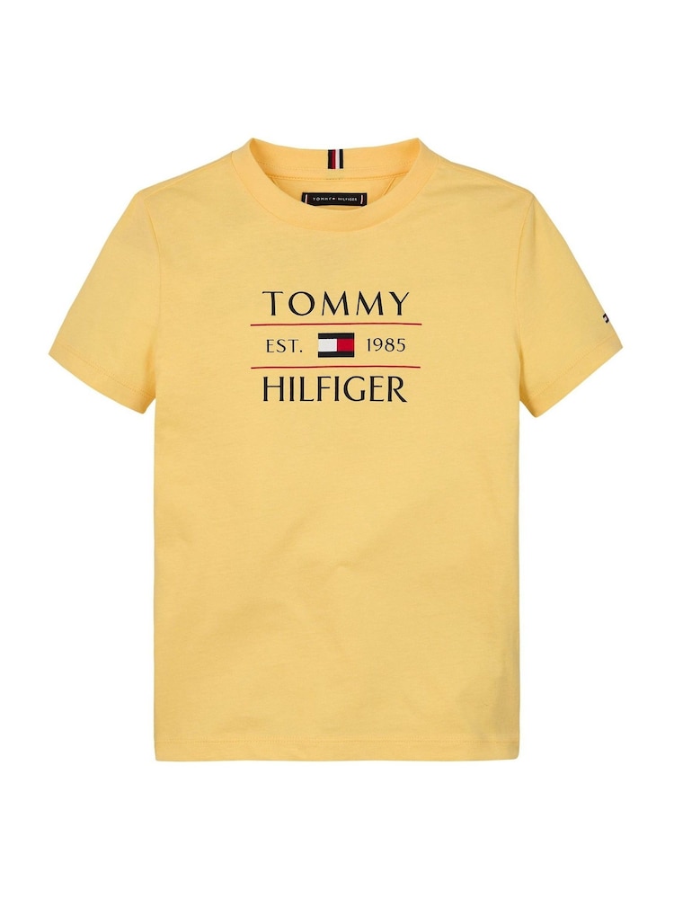 Tommy Hilfiger Yellow Regular Fit Short Sleeve 100% Cotton T-Shirt - Image 4 of 5