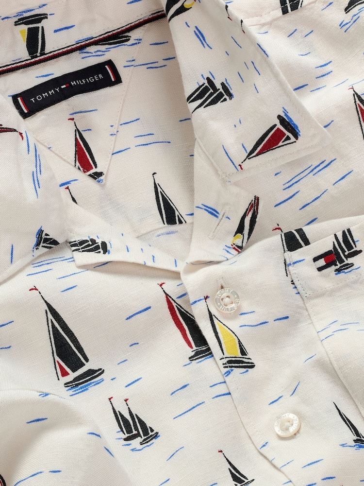 Tommy Hilfiger White Print Short Sleeve Shirt - Image 7 of 7