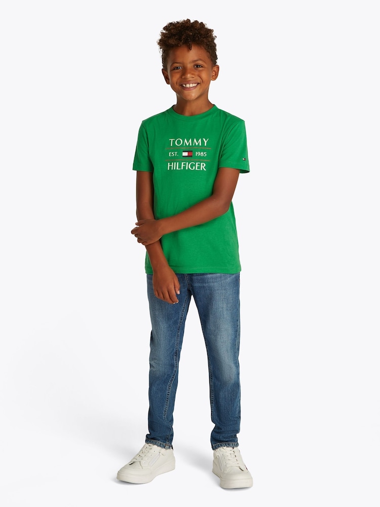 Tommy Hilfiger Green Regular Fit Short Sleeve 100% Cotton T-Shirt - Image 1 of 5