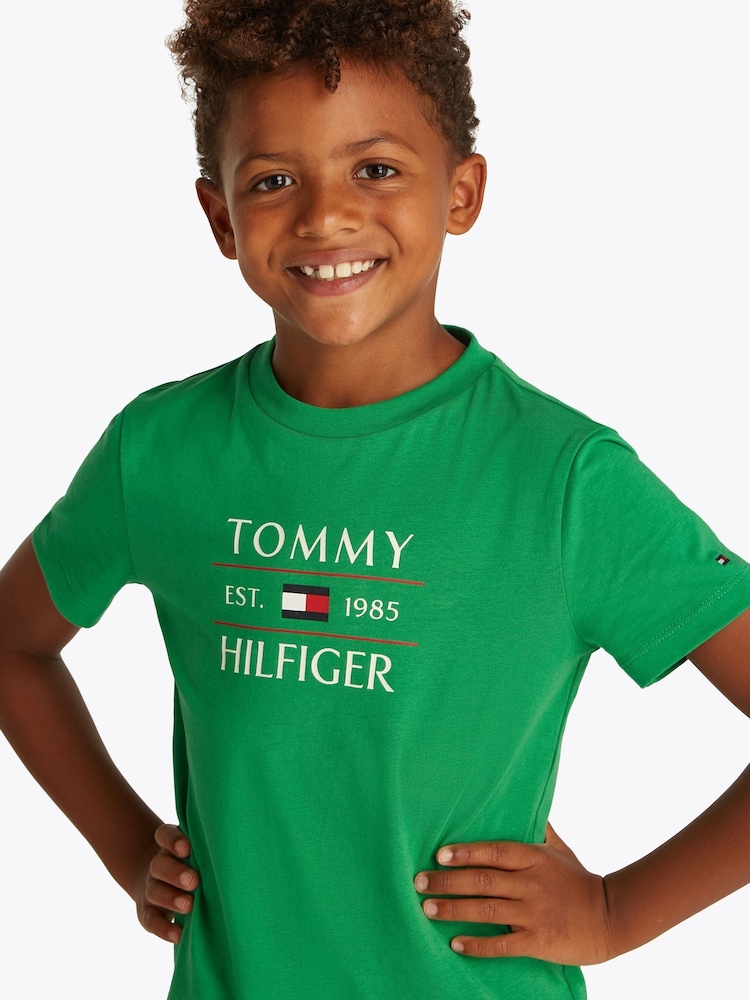 Tommy Hilfiger Green Regular Fit Short Sleeve 100% Cotton T-Shirt - Image 3 of 5