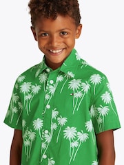 Tommy Hilfiger Green Stretch Poplin Printed Short Sleeve Shirt - Image 3 of 5