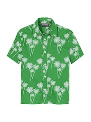 Tommy Hilfiger Green Stretch Poplin Printed Short Sleeve Shirt - Image 4 of 5
