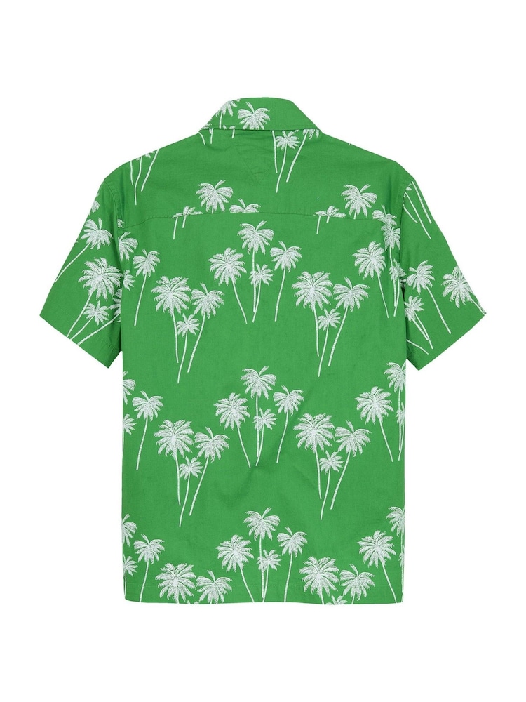 Tommy Hilfiger Green Stretch Poplin Printed Short Sleeve Shirt - Image 5 of 5