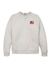 Tommy Hilfiger White Relaxed Flag Sweatshirt - Image 4 of 5