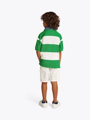 Tommy Hilfiger Green Denim Collar Stripe Short Sleeve 100% Cotton Polo Shirt - Image 2 of 5