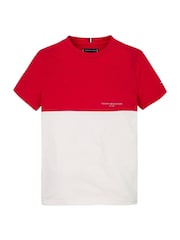 Красный - Tommy Hilfiger Short Sleeve 100% Cotton T-Shirt - Image 4 of 5
