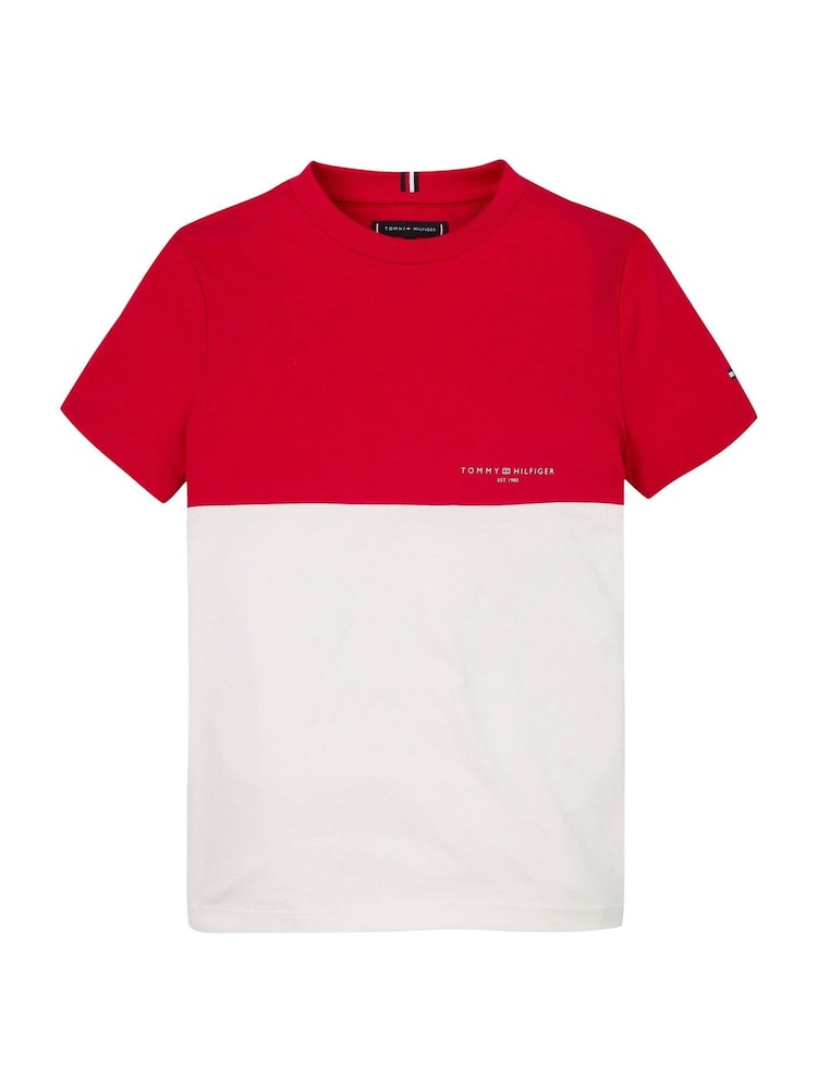 Tommy Hilfiger Red Short Sleeve 100% Cotton T-Shirt - Image 4 of 5