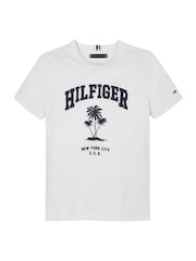 Tommy Hilfiger White Palm Print Short Sleeve 100% Cotton T-Shirt - Image 4 of 6