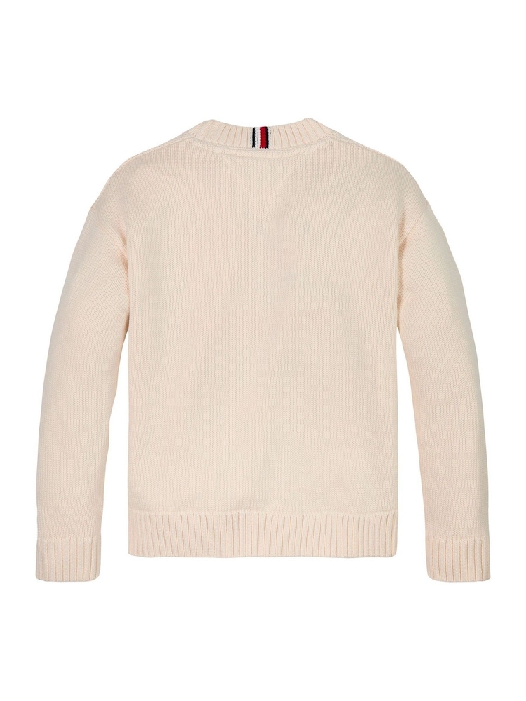 Tommy Hilfiger Cream Flag 100% Cotton Jumper - Image 5 of 6