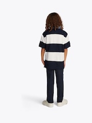 Tommy Hilfiger Blue Denim Collar Stripe Short Sleeve 100% Cotton Polo Shirt - Image 2 of 6