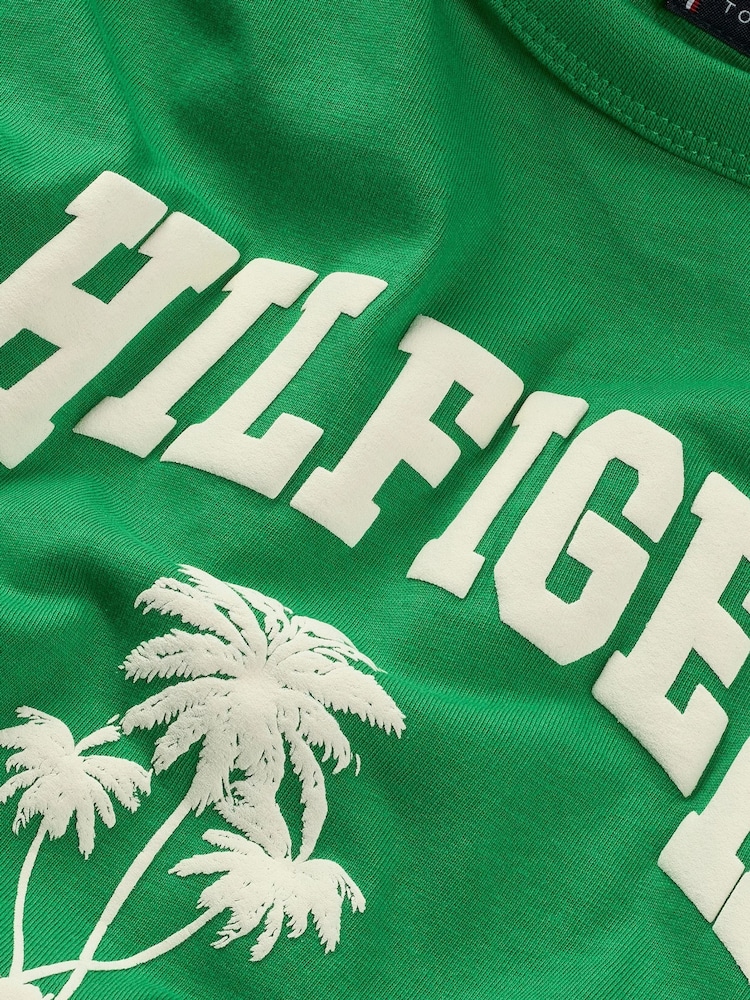 Tommy Hilfiger Green Palm Print Short Sleeve 100% Cotton T-Shirt - Image 6 of 6