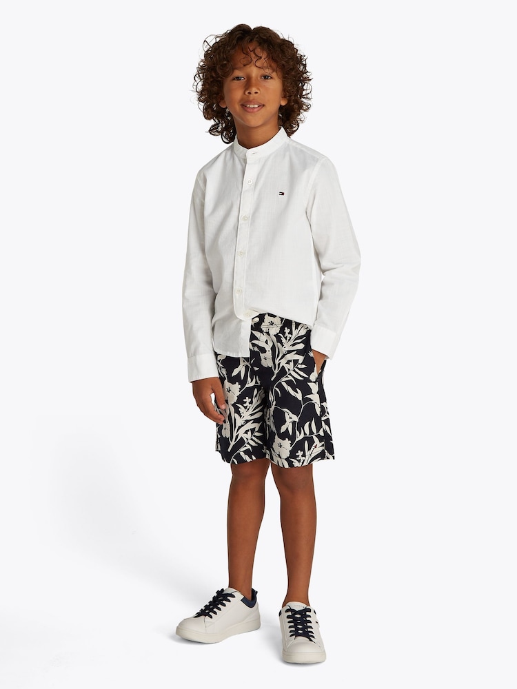 Tommy Hilfiger White Regular Fit 100% Cotton Shirt With Mao Collar - Image 1 of 5