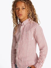 Tommy Hilfiger Red Linen Blend Stripe Long Sleeve Shirt - Image 3 of 5