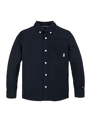Tommy Hilfiger Blue Relaxed Linen Blend Long Sleeve Shirt - Image 1 of 2
