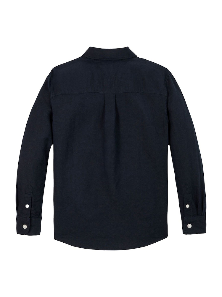 Tommy Hilfiger Blue Relaxed Linen Blend Long Sleeve Shirt - Image 2 of 2