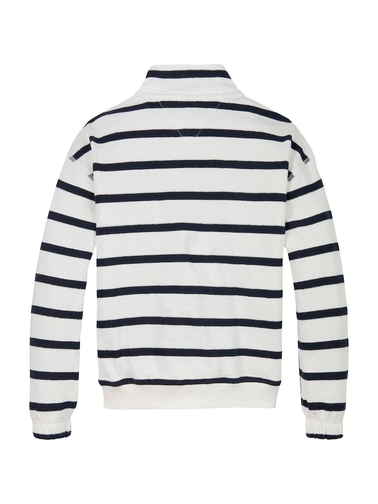 Tommy Hilfiger Blue Stripe Half Zip Sweatshirt - Image 5 of 6