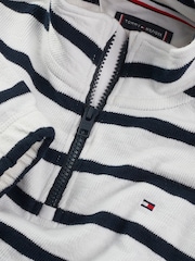 Tommy Hilfiger Blue Stripe Half Zip Sweatshirt - Image 6 of 6