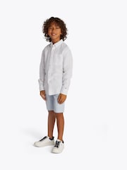 Tommy Hilfiger White Relaxed Linen Blend Long Sleeve Shirt - Image 2 of 5