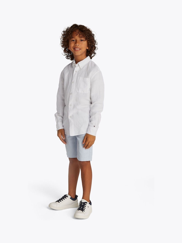 Tommy Hilfiger White Relaxed Linen Blend Long Sleeve Shirt - Image 2 of 5