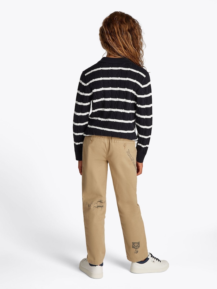 Tommy Hilfiger Blue Cotton Cable Polo Jumper - Image 2 of 6