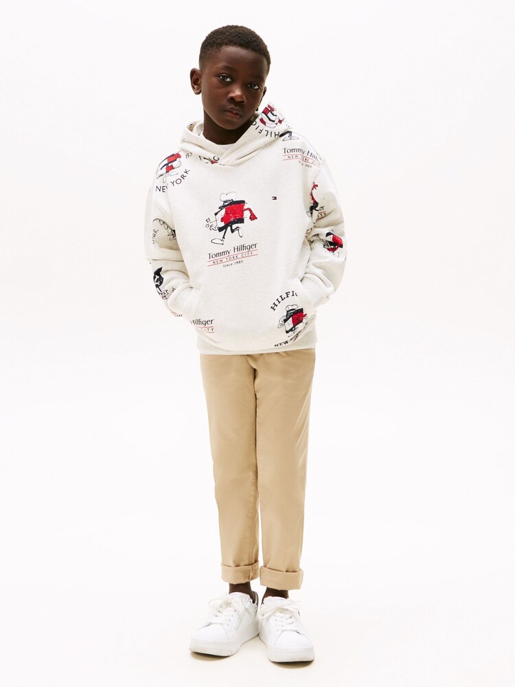 Tommy Hilfiger White All Over Print Hoodie - Image 3 of 8