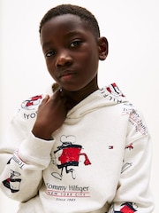 Tommy Hilfiger White All Over Print Hoodie - Image 5 of 8