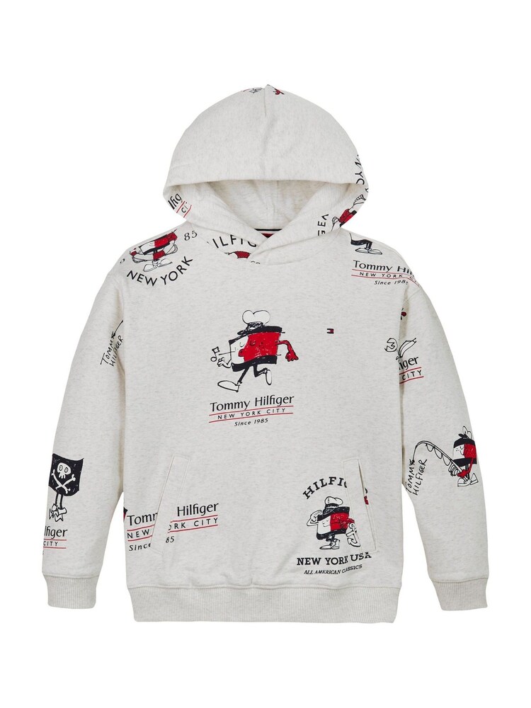 Tommy Hilfiger White All Over Print Hoodie - Image 6 of 8
