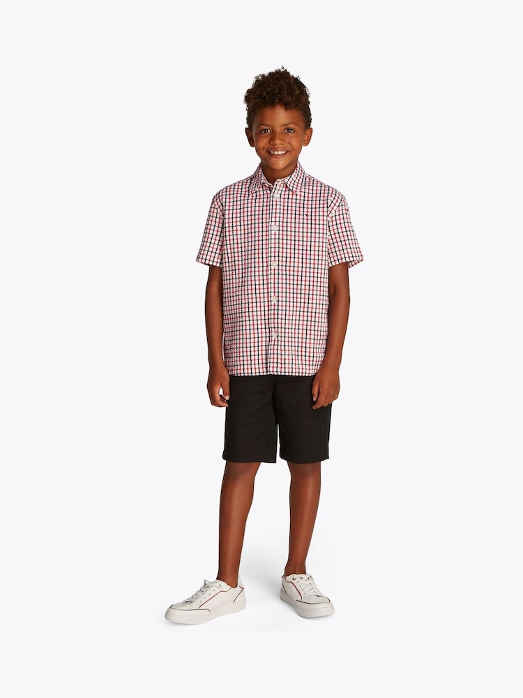 Tommy Hilfiger Red Seersucker Short Sleeve Shirt - Image 1 of 5