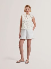 Ted Baker White Joyyra-Crochet Knit Crop Top - Image 2 of 6