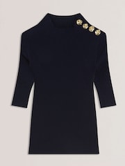 Ted Baker Blue Eeliia Rib Knit Crop Top - Image 5 of 6