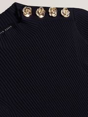 Ted Baker Blue Eeliia Rib Knit Crop Top - Image 6 of 6