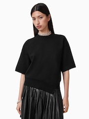 AllSaints Black Remi Knit T-Shirt - Image 5 of 8