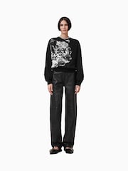 AllSaints Black 100% Organic Cotton Kiara Cygnet Sweater - Image 4 of 7