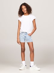 Tommy Hilfiger White Slim Ruffle Short Sleeve Top - Image 4 of 6