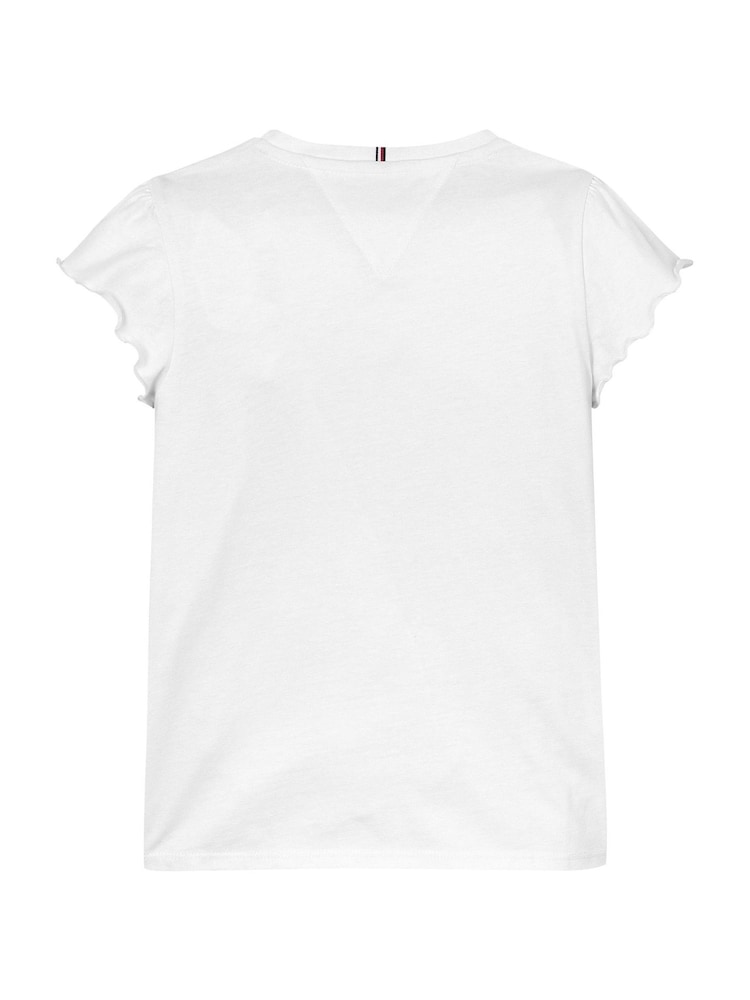 Tommy Hilfiger White Slim Ruffle Short Sleeve Top - Image 6 of 6