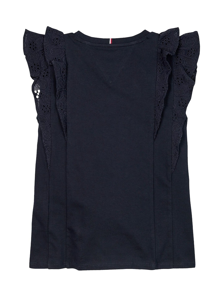 أزرق - رداء علوي محبوك قطن 100% مطرَّز بنمط أنجليز من Tommy Hilfiger - صورة 5 من 5