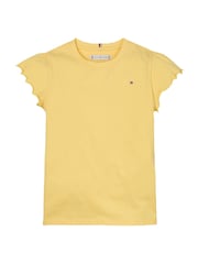 Tommy Hilfiger Yellow Slim Ruffle Short Sleeve Top - Image 4 of 5
