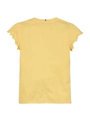 Tommy Hilfiger Yellow Slim Ruffle Short Sleeve Top - Image 5 of 5