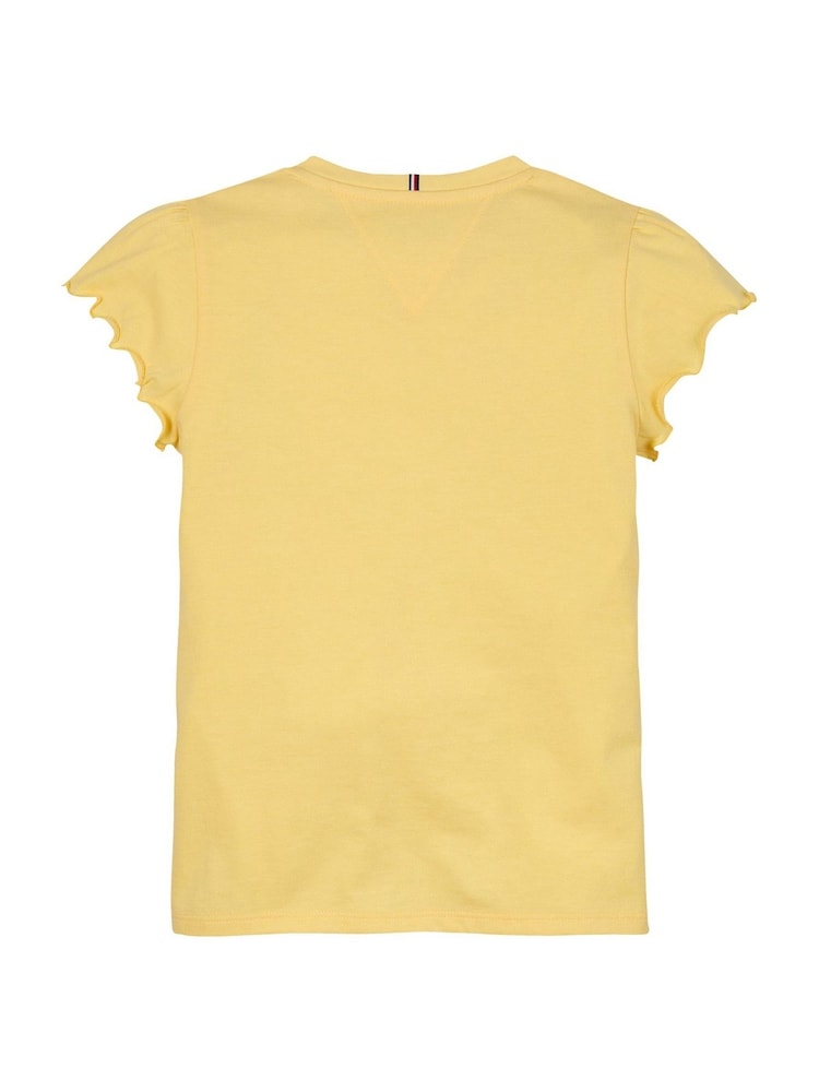 Tommy Hilfiger Yellow Slim Ruffle Short Sleeve Top - Image 5 of 5