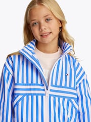 Tommy Hilfiger Blue Striped Windbreaker Jacket - Image 1 of 6