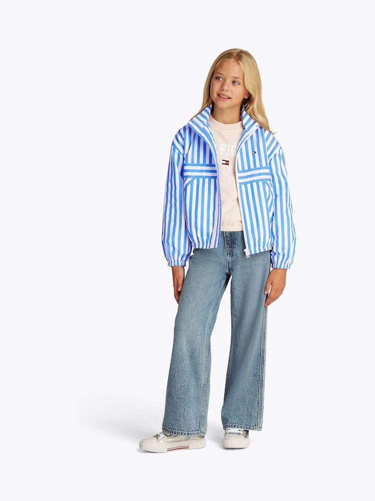 Tommy Hilfiger Blue Striped Windbreaker Jacket - Image 2 of 6