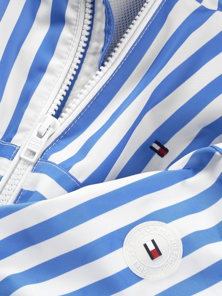 Tommy Hilfiger Blue Striped Windbreaker Jacket - Image 6 of 6