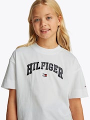 Tommy Hilfiger White Varsity Archive Short Sleeve 100% Cotton T-Shirt - Image 3 of 5