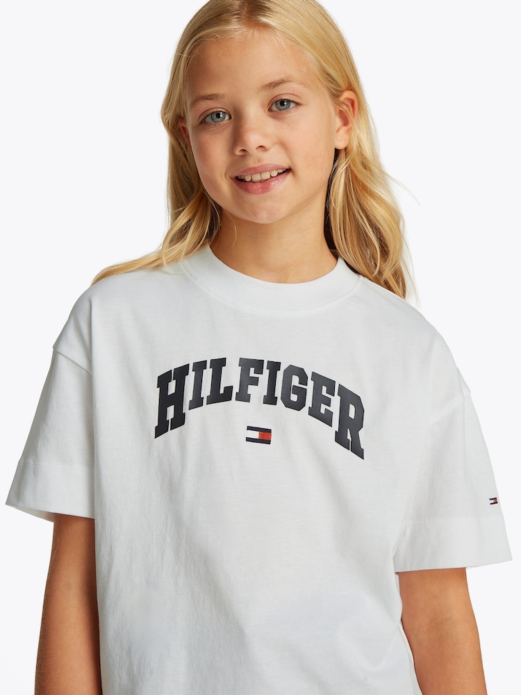 Tommy Hilfiger White Varsity Archive Short Sleeve 100% Cotton T-Shirt - Image 3 of 5