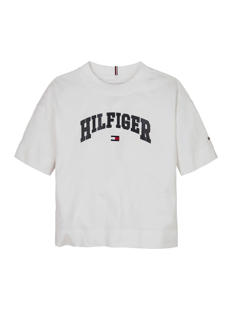 Tommy Hilfiger White Varsity Archive Short Sleeve 100% Cotton T-Shirt - Image 4 of 5