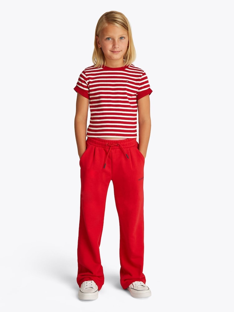 Tommy Hilfiger Red Ruffle Stripe Short Sleeve Top - Image 1 of 5